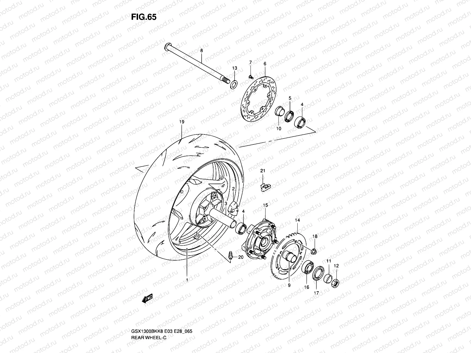 65 - REAR WHEEL (GSX1300BKK8/K9)