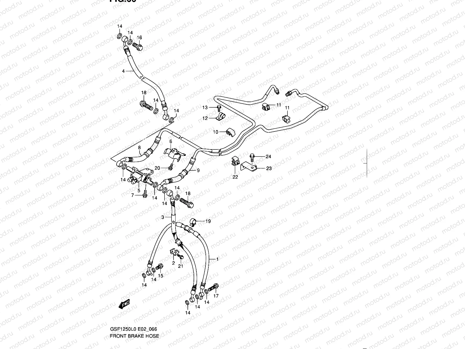 66 - FRONT BRAKE HOSE (GSF1250AL0)