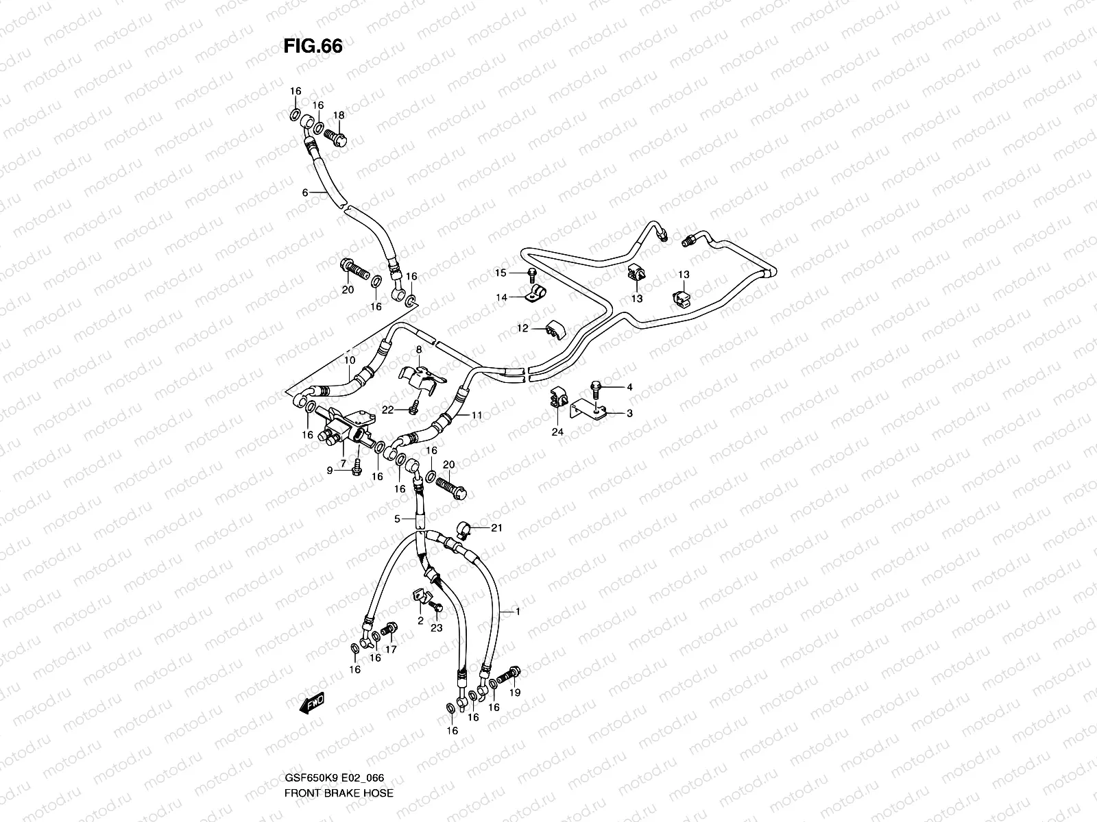 66 - FRONT BRAKE HOSE (GSF650AK9/SAK9/UAK9/SUAK9/AL0/SAL0/UAL0/SUAL0)
