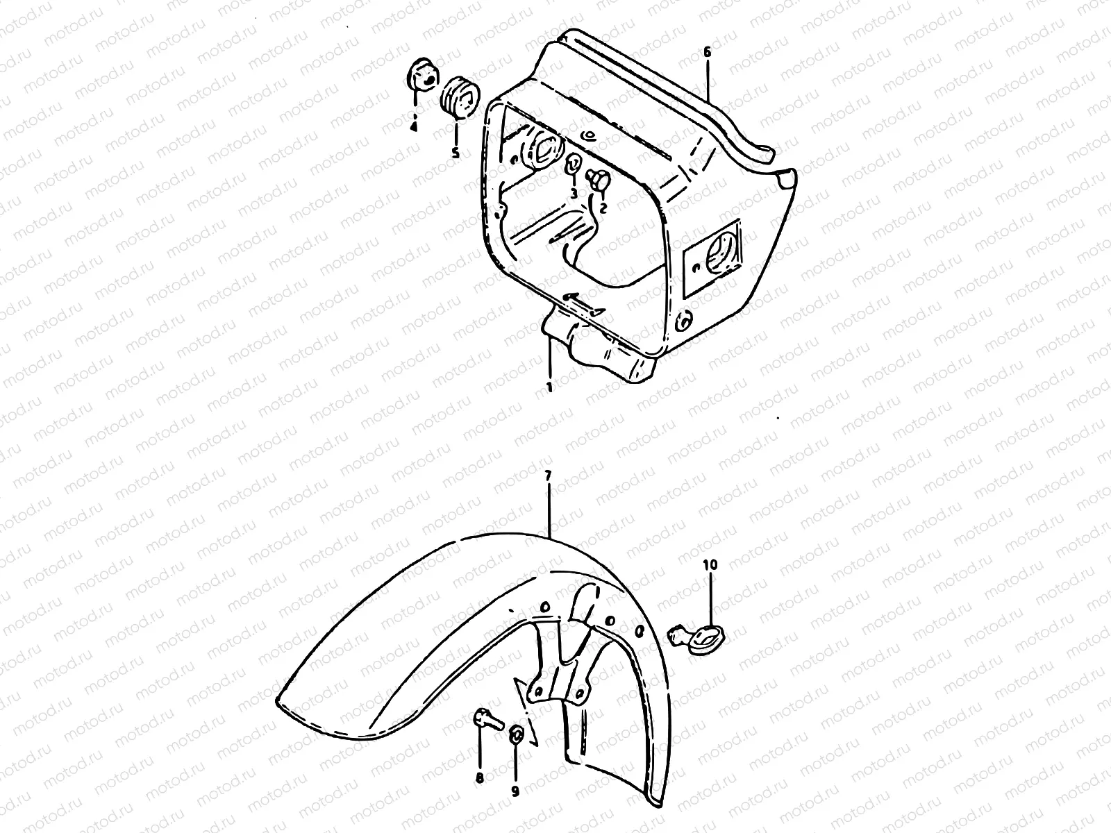 66 - HEADLAMP HOUSING - FRONT FENDER (GSX750ET, T)
