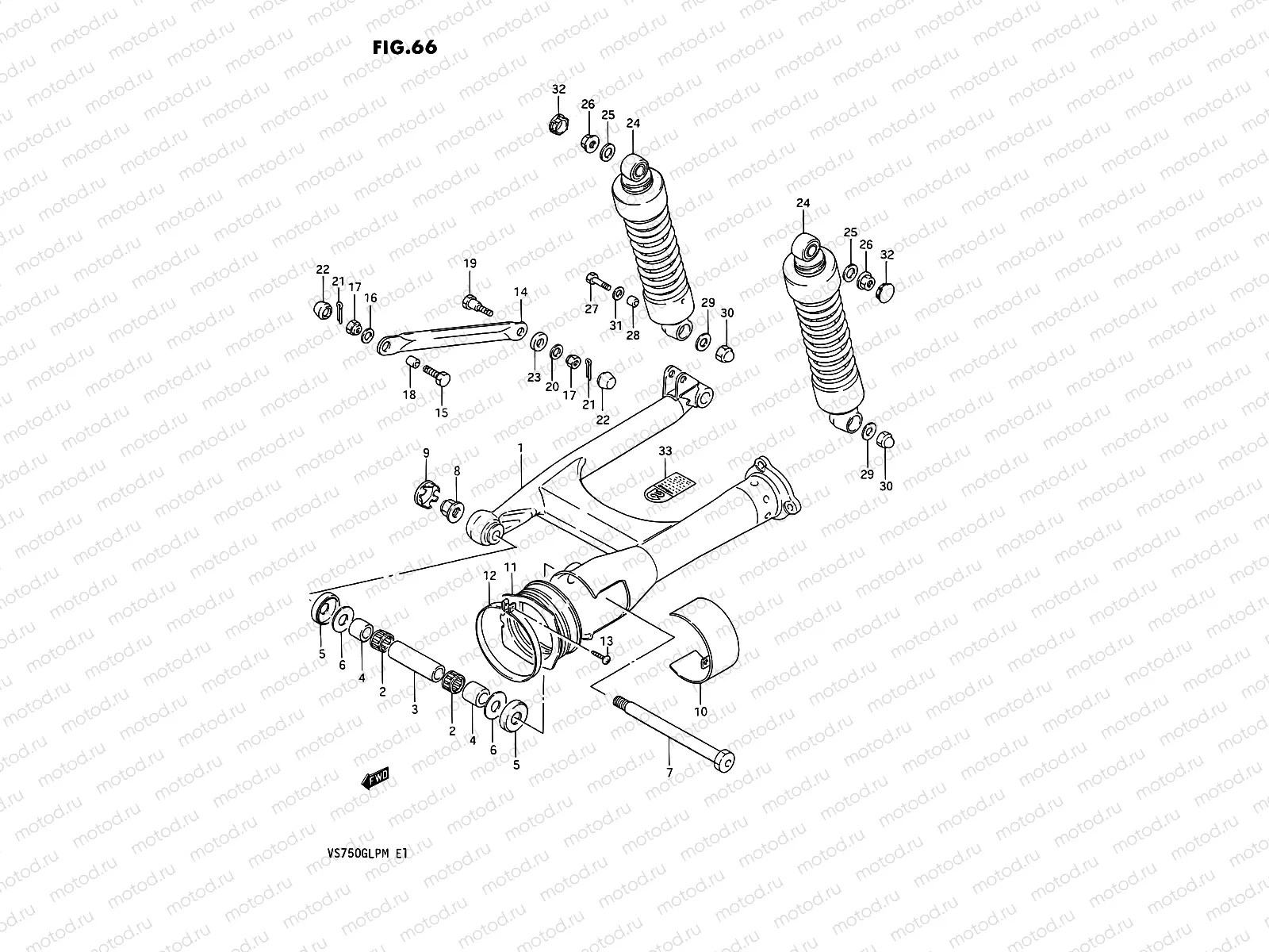 66 - REAR SWINGING ARM (MODEL H/J/K/L/M)
