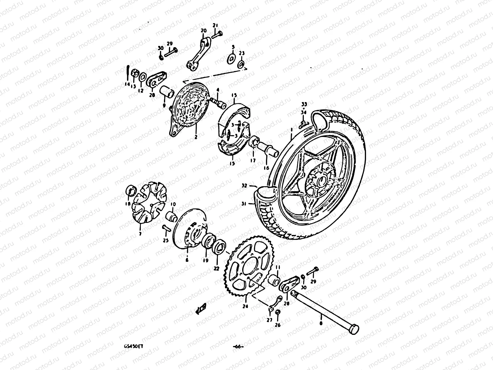 66 - REAR WHEEL (CAST WHEELS)