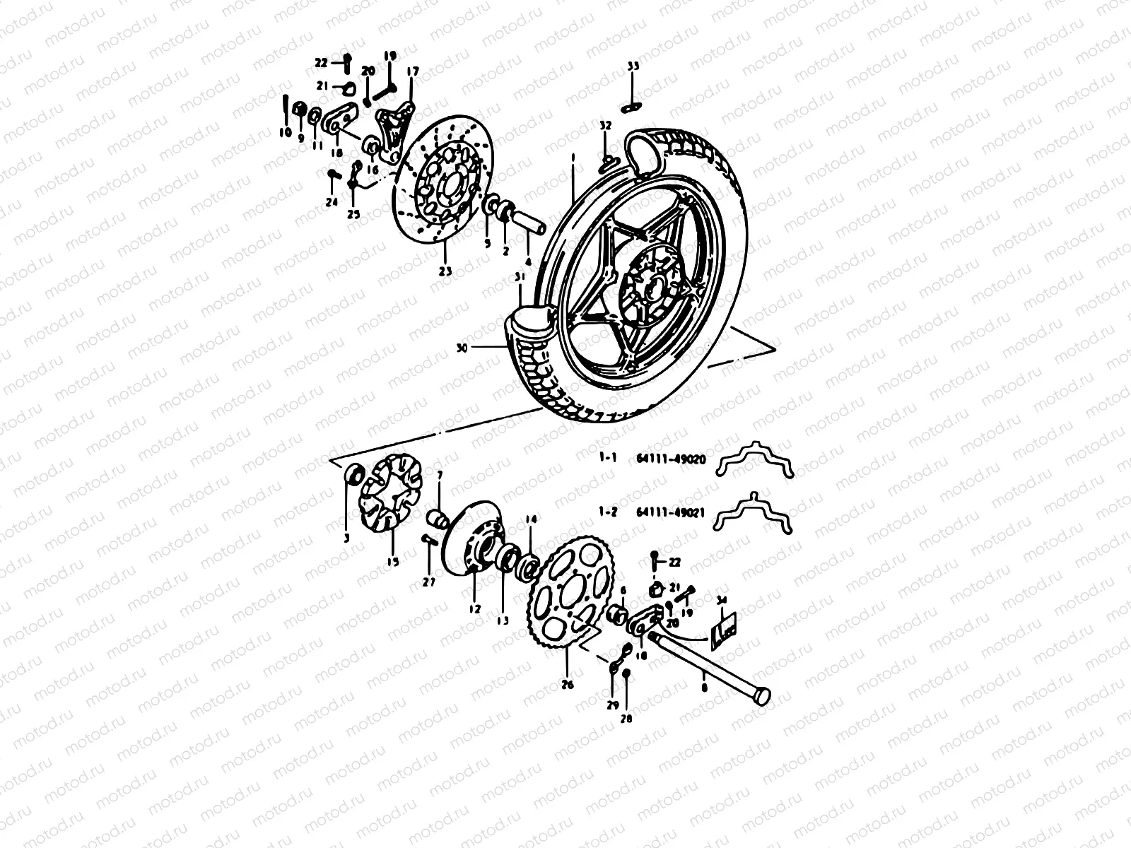 66 - REAR WHEEL (GS1000ET, GS1000HT)