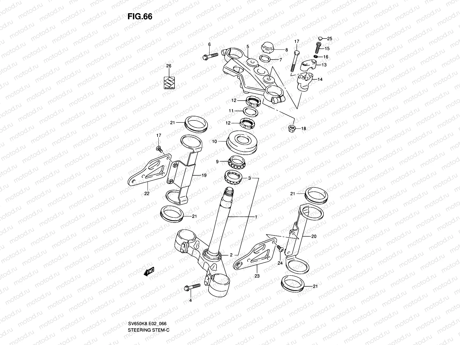 66 - STEERING STEM (SV650K8/UK8/AK8/UAK8/K9/UK9/AK9/UAK9)