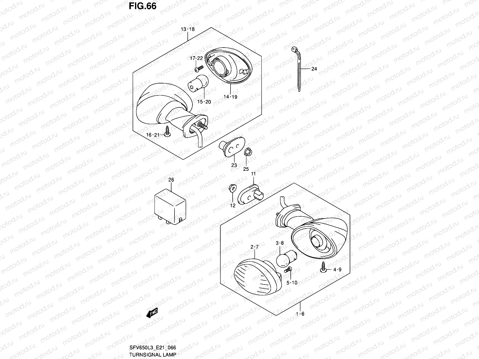 66 - TURNSIGNAL LAMP (SFV650UL3 E21)