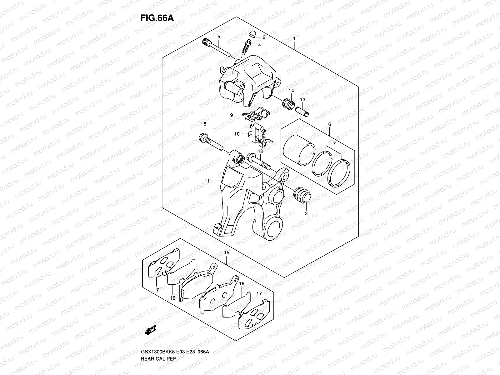 66A - REAR CALIPER (GSX1300BKAK8/AK9)