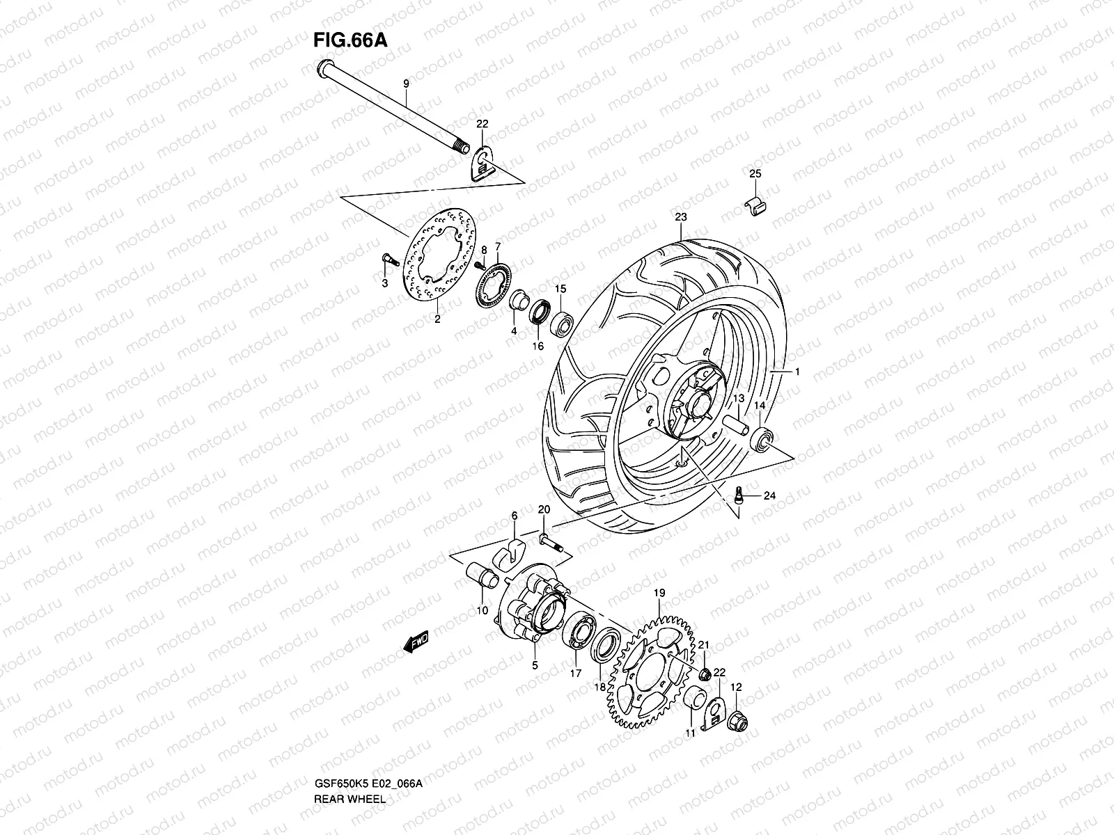 66A - REAR WHEEL (GSF650AK5/UAK5/SAK5/SUAK5/AK6/UAK6/SAK6/SUAK6)