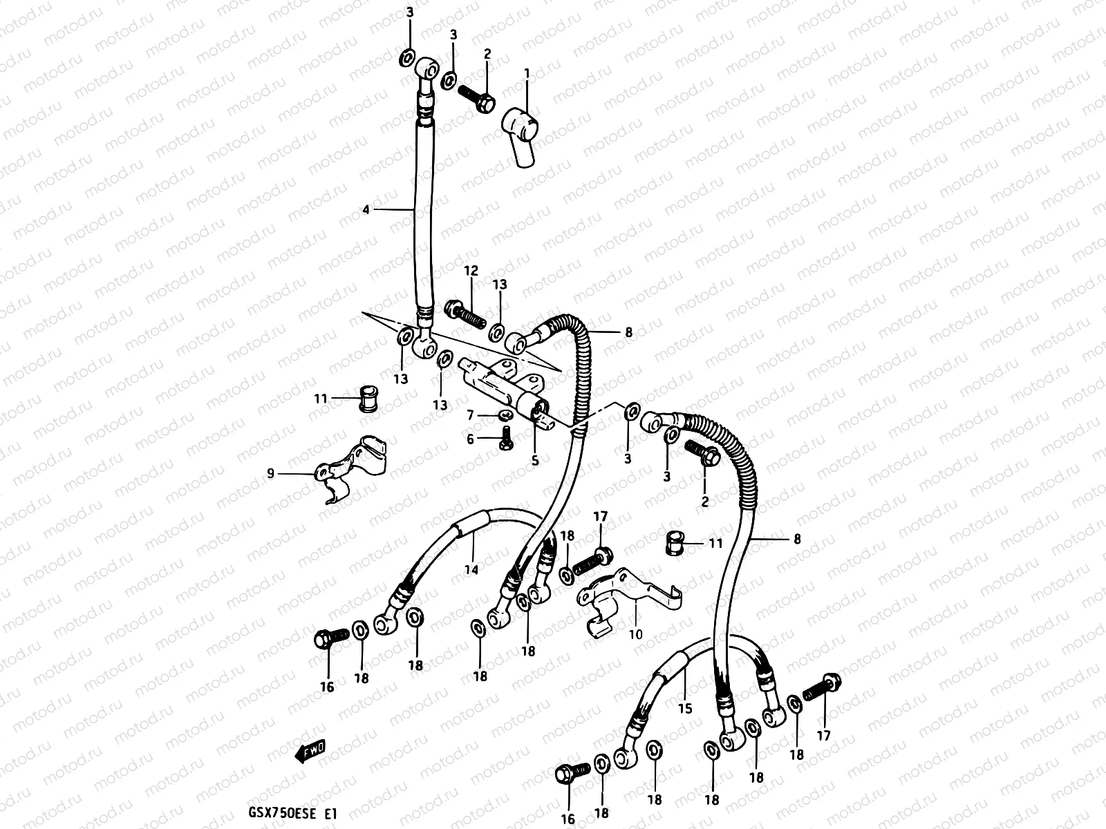 67 - FRONT BRAKE HOSE (GSX750ESD/ESE/EFE)