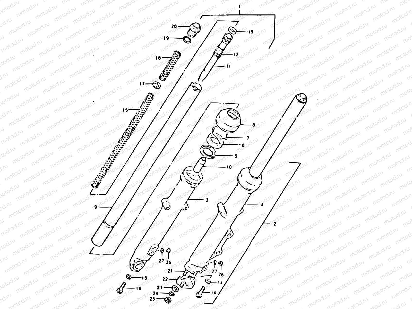 67 - FRONT FORK (GSX400ST F.NO. 500306~ GSX400SX)