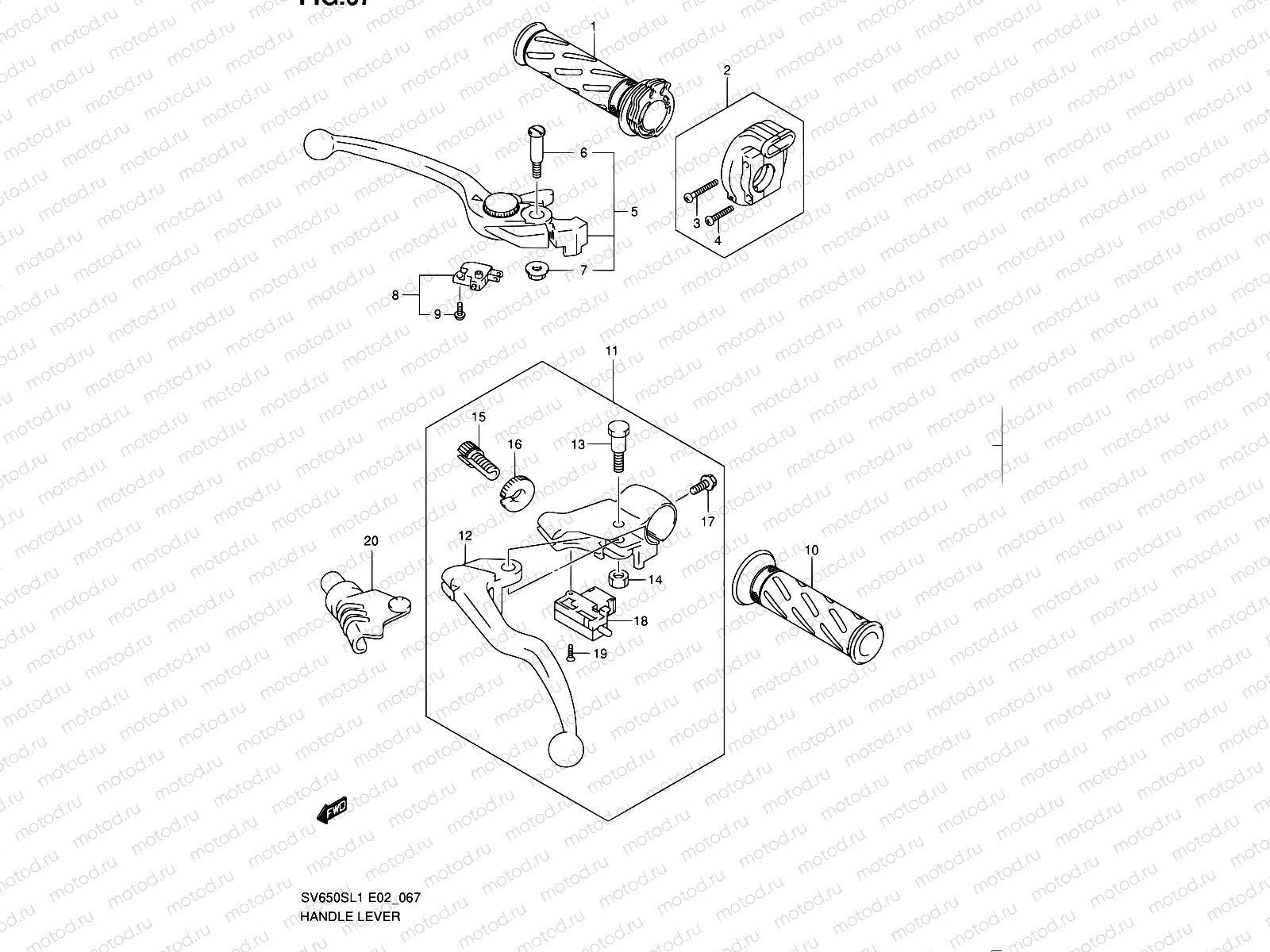 67 - HANDLE LEVER (SV650SL1 E24)