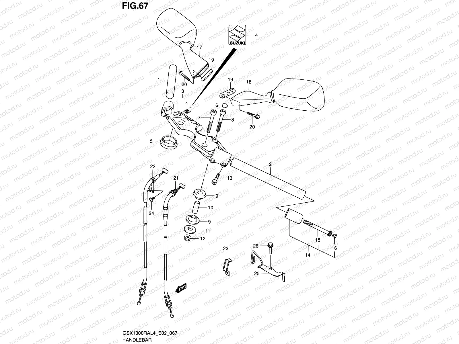67 - HANDLEBAR (GSX1300RAL4 E19)