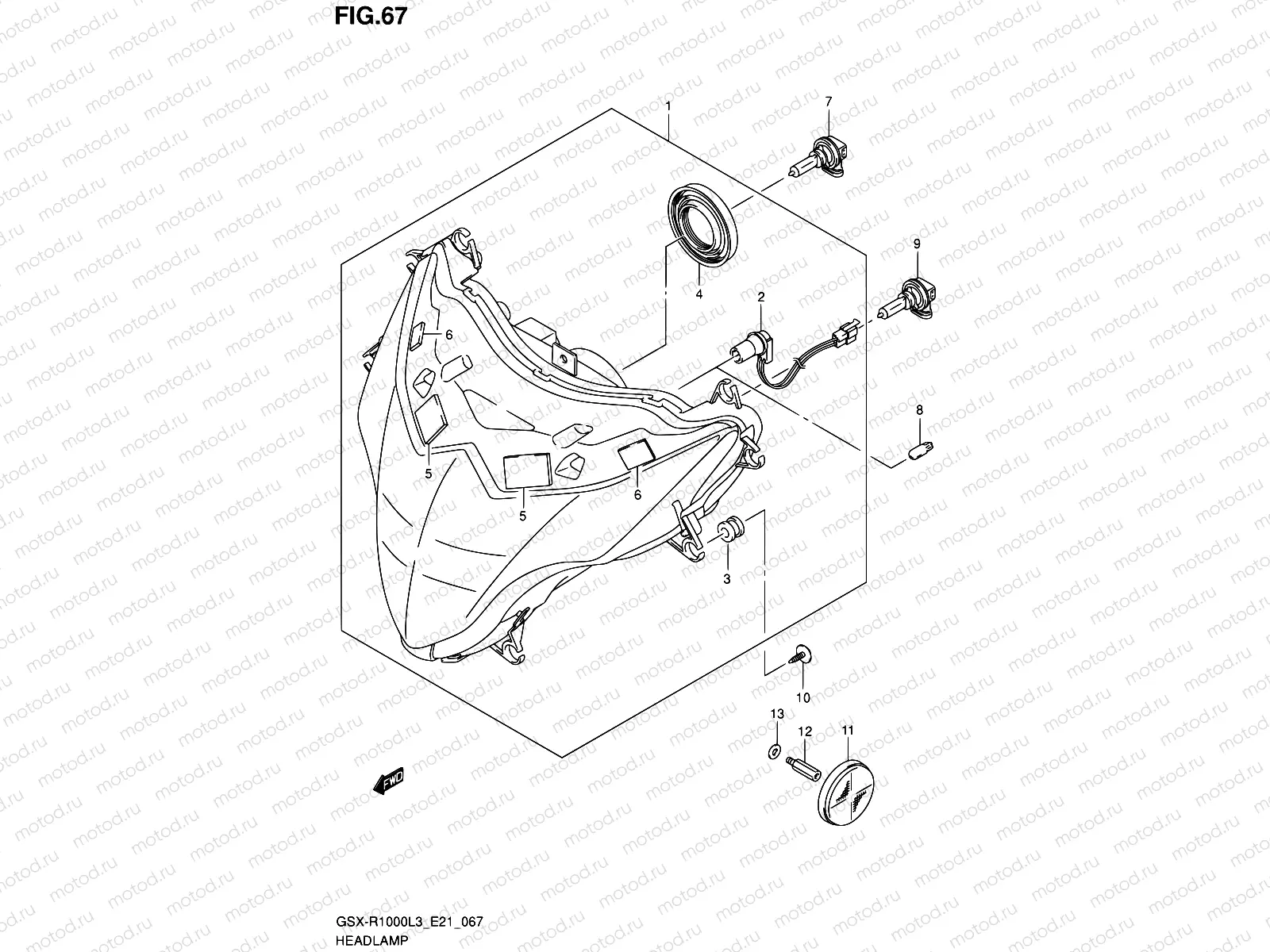 67 - HEADLAMP (GSX-R1000L3 E24)