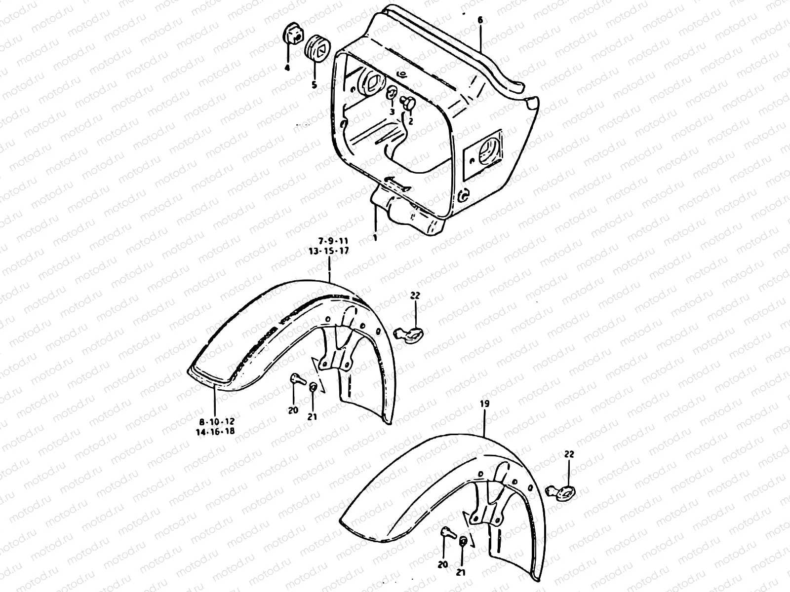 67 - HEADLAMP HOUSING - FRONT FENDER (GSX750EX, X)