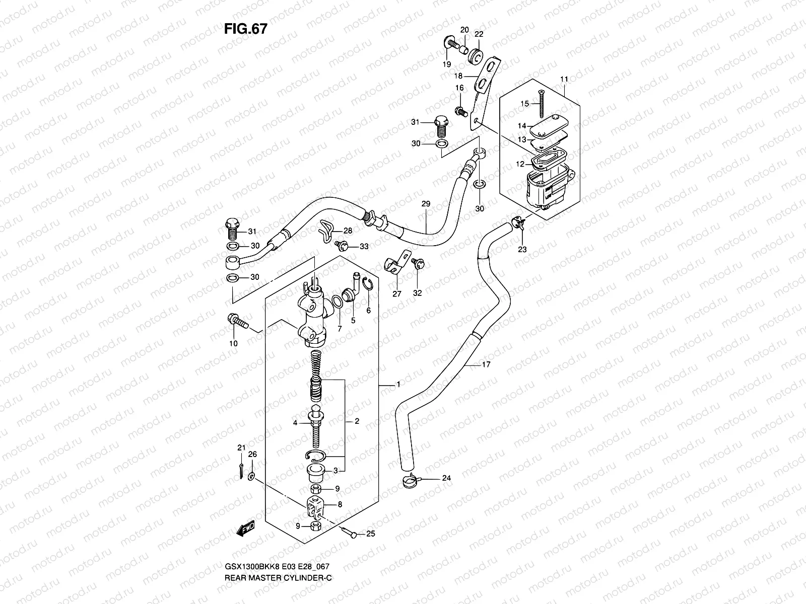 67 - REAR MASTER CYLINDER (GSX1300BKK8/K9)