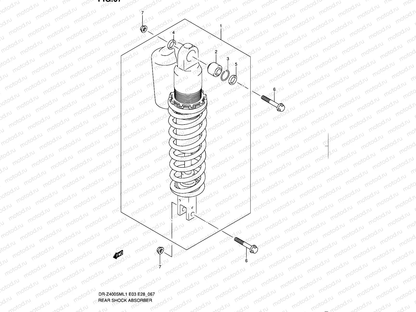 67 - REAR SHOCK ABSORBER (DR-Z400SML1 E33)