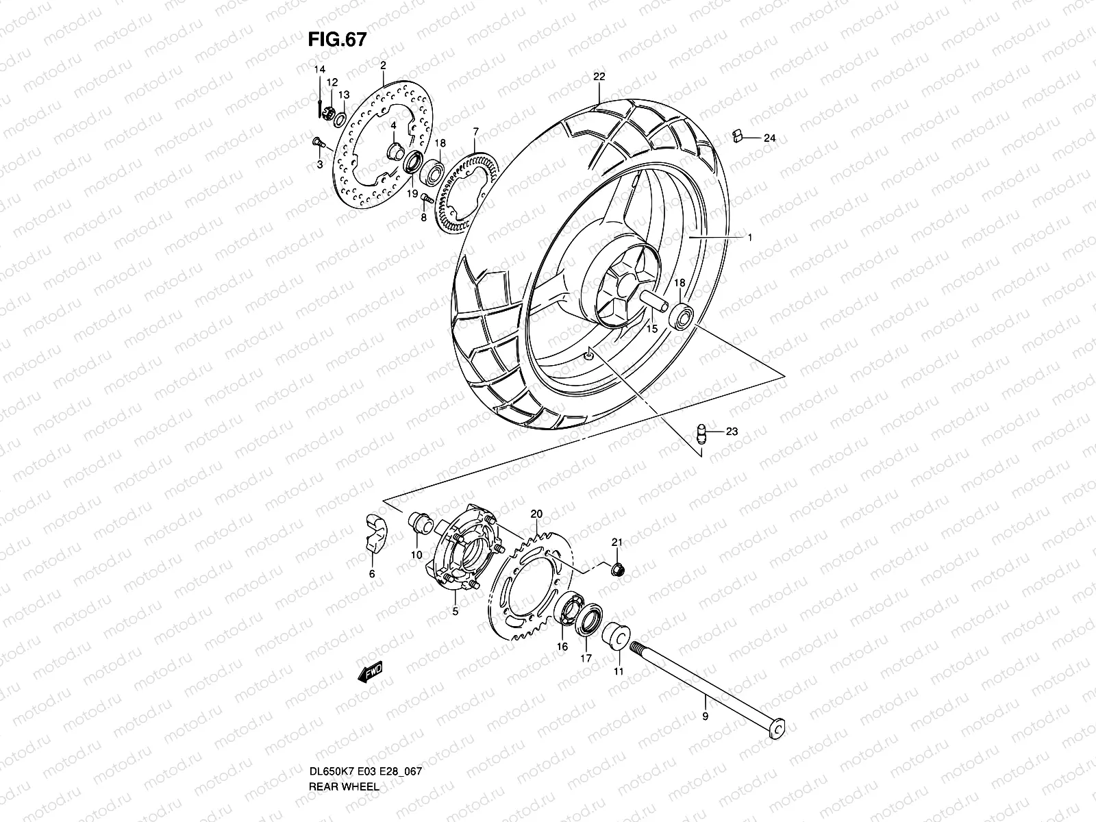 67 - REAR WHEEL (DL650AK7/AK8/AK9/AL0)