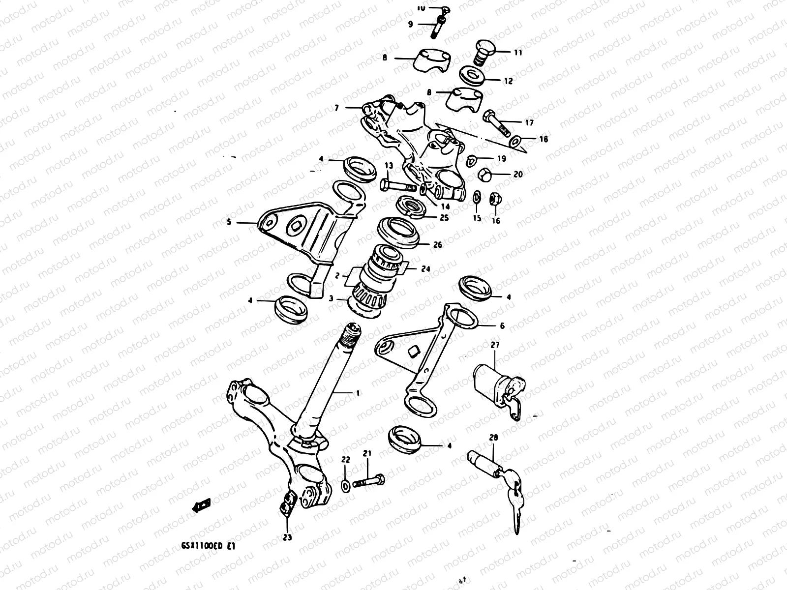 67 - STEERING STEM (GSX1100ED/EXD)