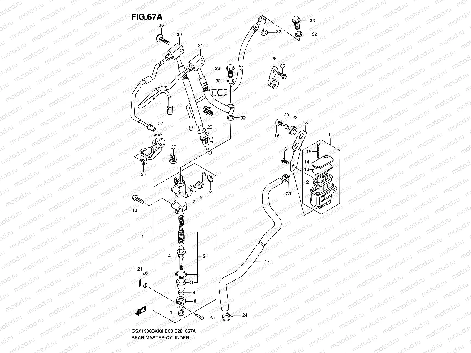 67A - REAR MASTER CYLINDER (GSX1300BKAK8/AK9)