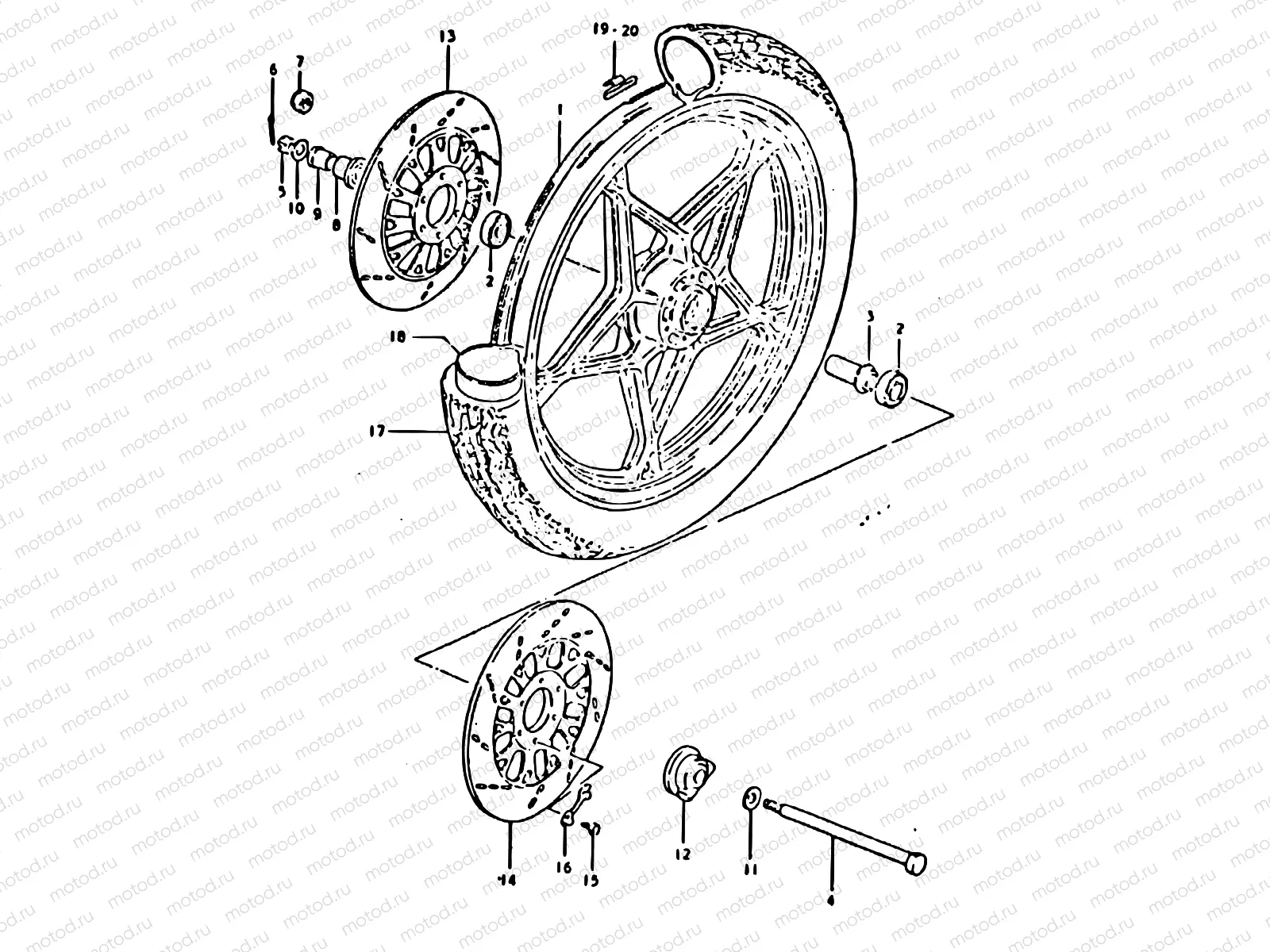 68 - FRONT WHEEL (GSX750ET, GSX750EX)