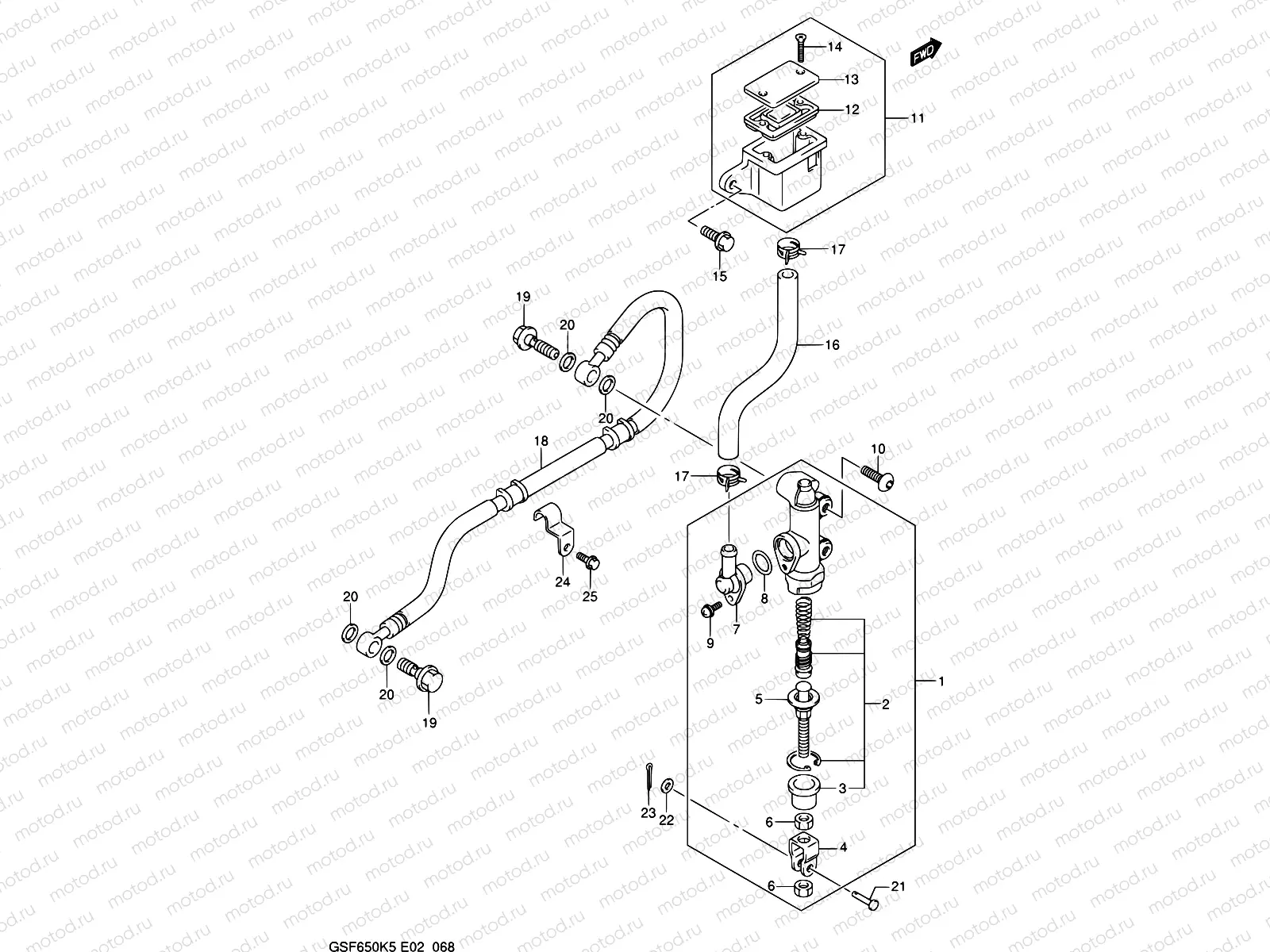 68 - REAR MASTER CYLINDER (GSF650K5/UK5/SK5/SUK5/K6/UK6/SK6/SUK6)