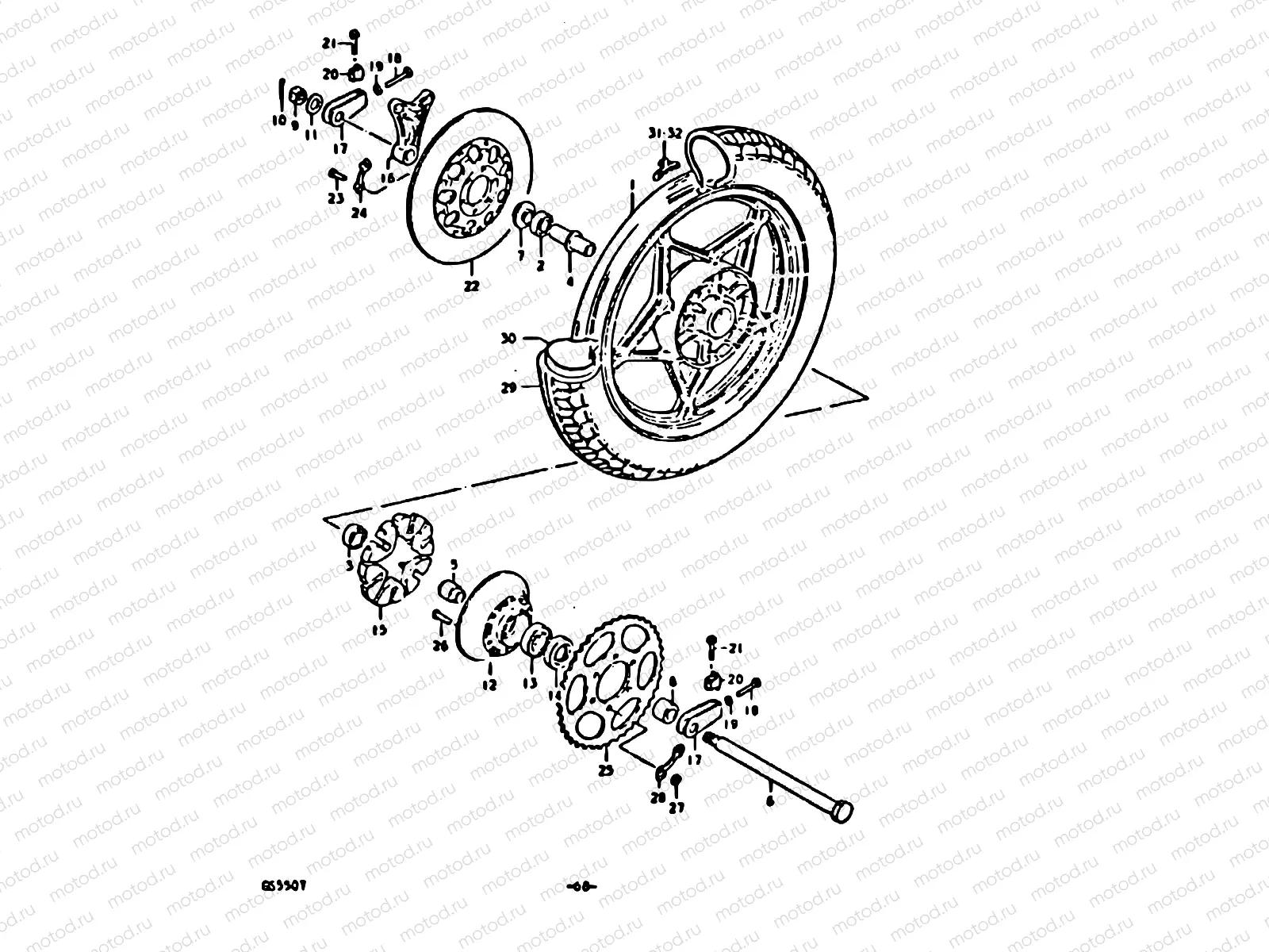 68 - REAR WHEEL (CAST WHEELS)
