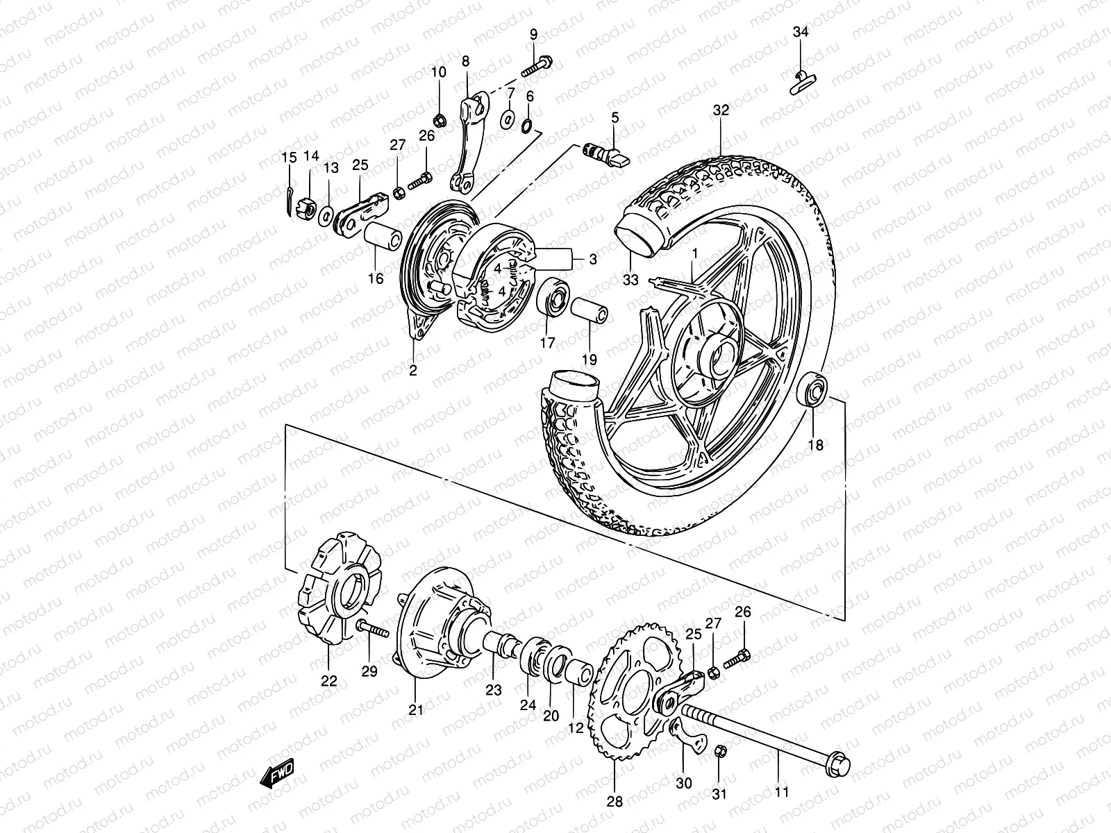68 - REAR WHEEL (SEE NOTE)