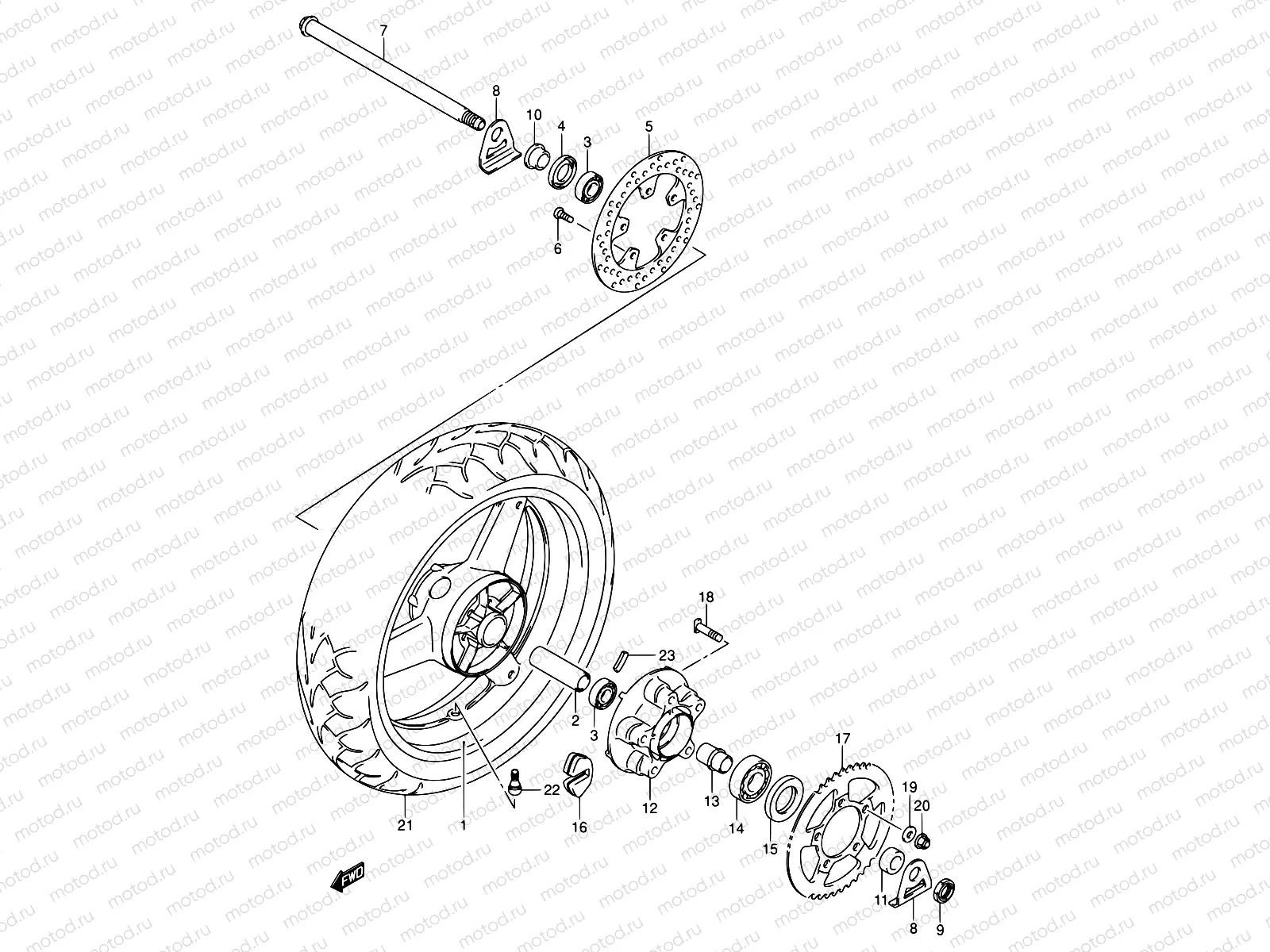 68 - REAR WHEEL (SEE NOTE)