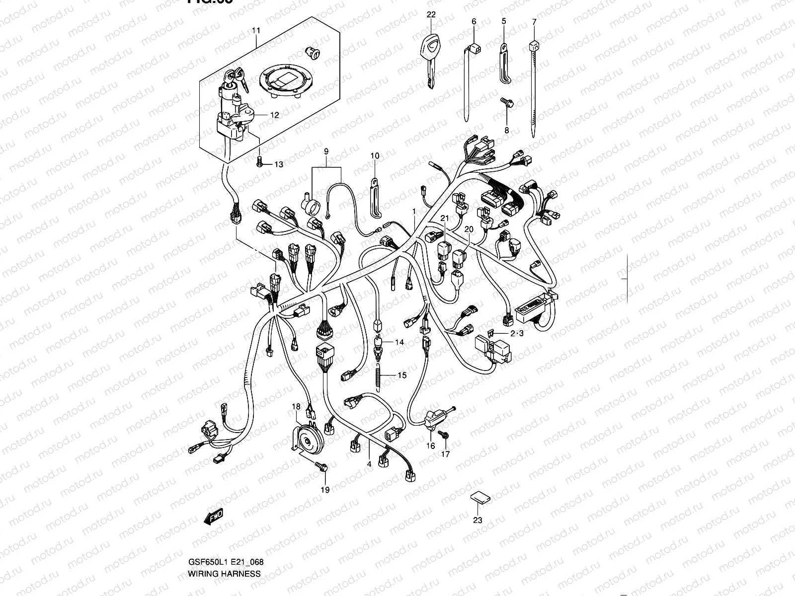 68 - WIRING HARNESS (GSF650UL1 E21)