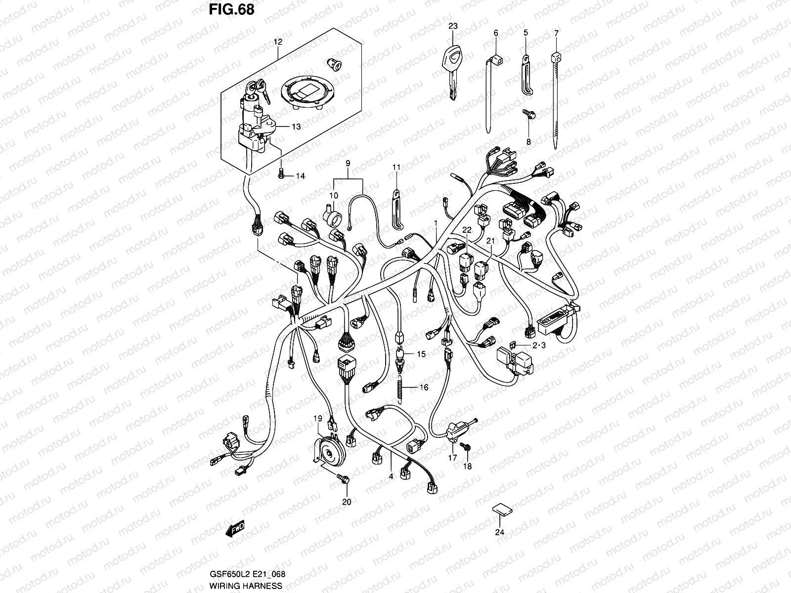 68 - WIRING HARNESS (GSF650UL2 E21)