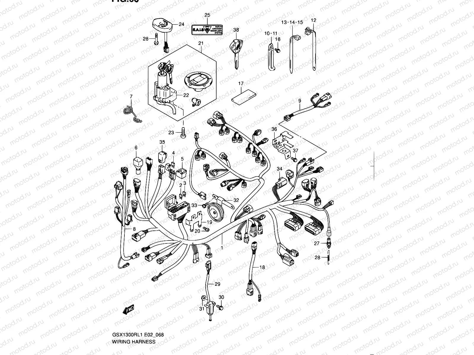 68 - WIRING HARNESS (GSX1300RL1 E51)