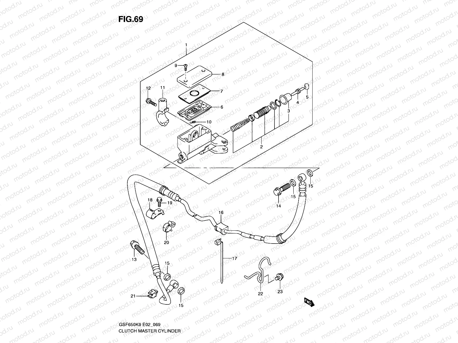 69 - CLUTCH MASTER CYLINDER (GSF650K9/AK9/UK9/UAK9/L0/AL0/UL0/UAL0)