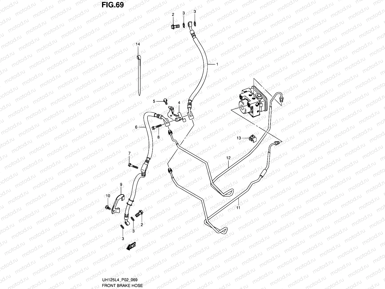 69 - FRONT BRAKE HOSE (UH125AL4 P19)