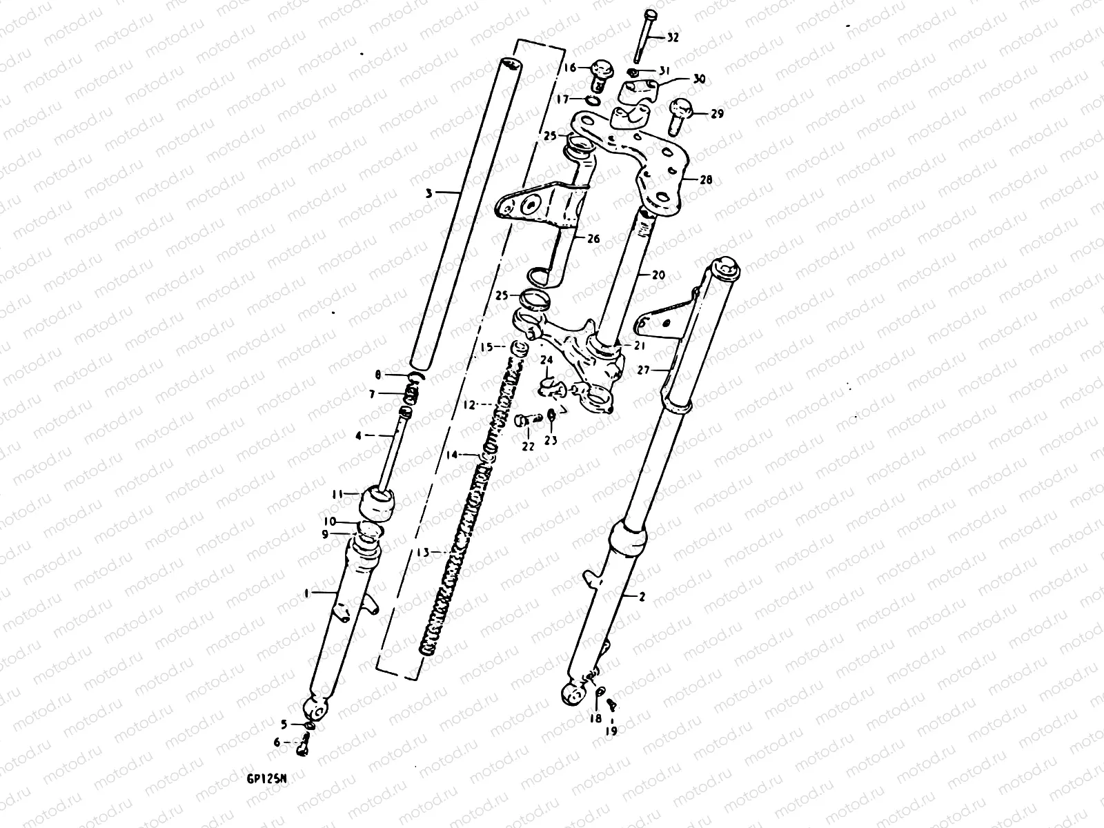 69 - FRONT FORK(SHOWA)(GP125C ~F.NO.101264,GP125UC~F.NO.101622