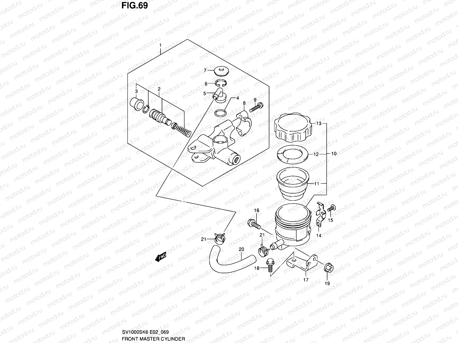 69 - FRONT MASTER CYLINDER (SV1000SK6/S1K6/S2K6/SK7/S2K7)