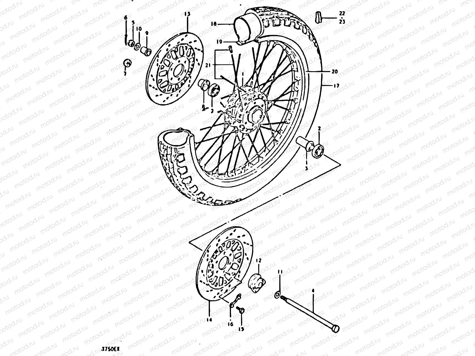 69 - FRONT WHEEL (GSX750T, GSX750X)