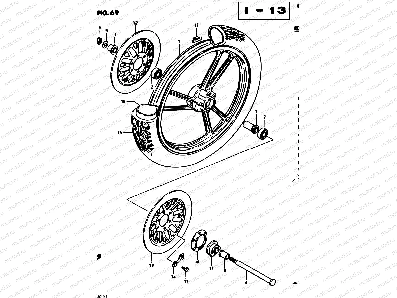 69 - FRONT WHEEL (MODEL D E34)
