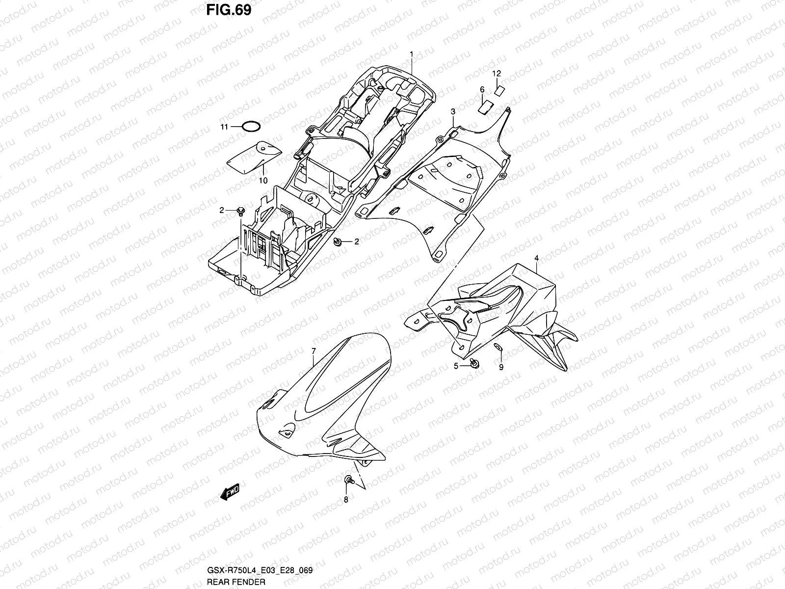 69 - REAR FENDER (GSX-R750L4 E28)
