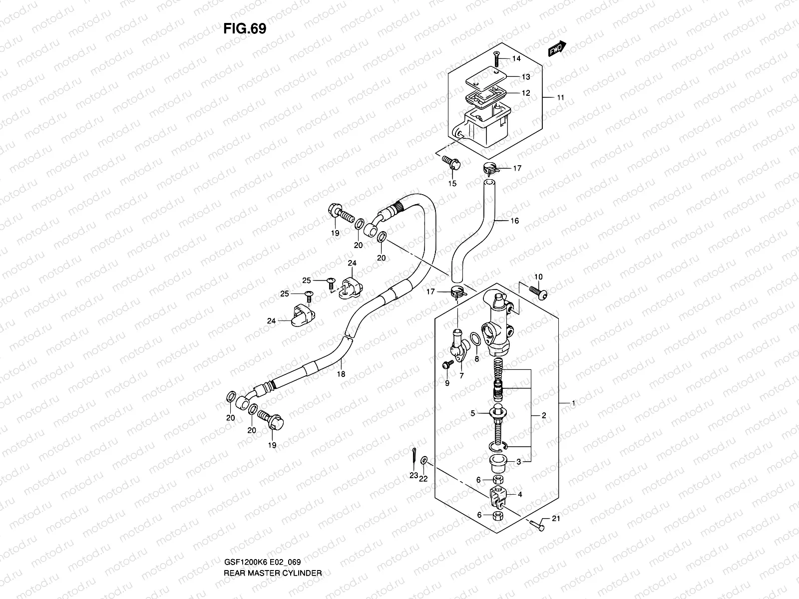 69 - REAR MASTER CYLINDER (GSF1200K6/SK6)