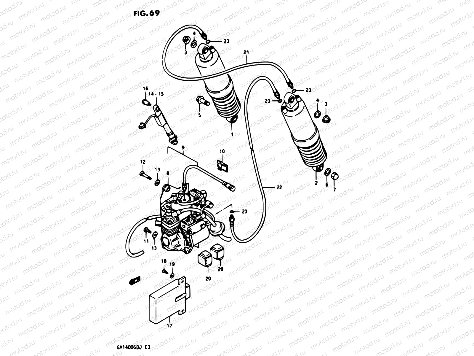 69 - REAR SHOCK ABSORBER GV1400GDG/GCG/MODEL H/J