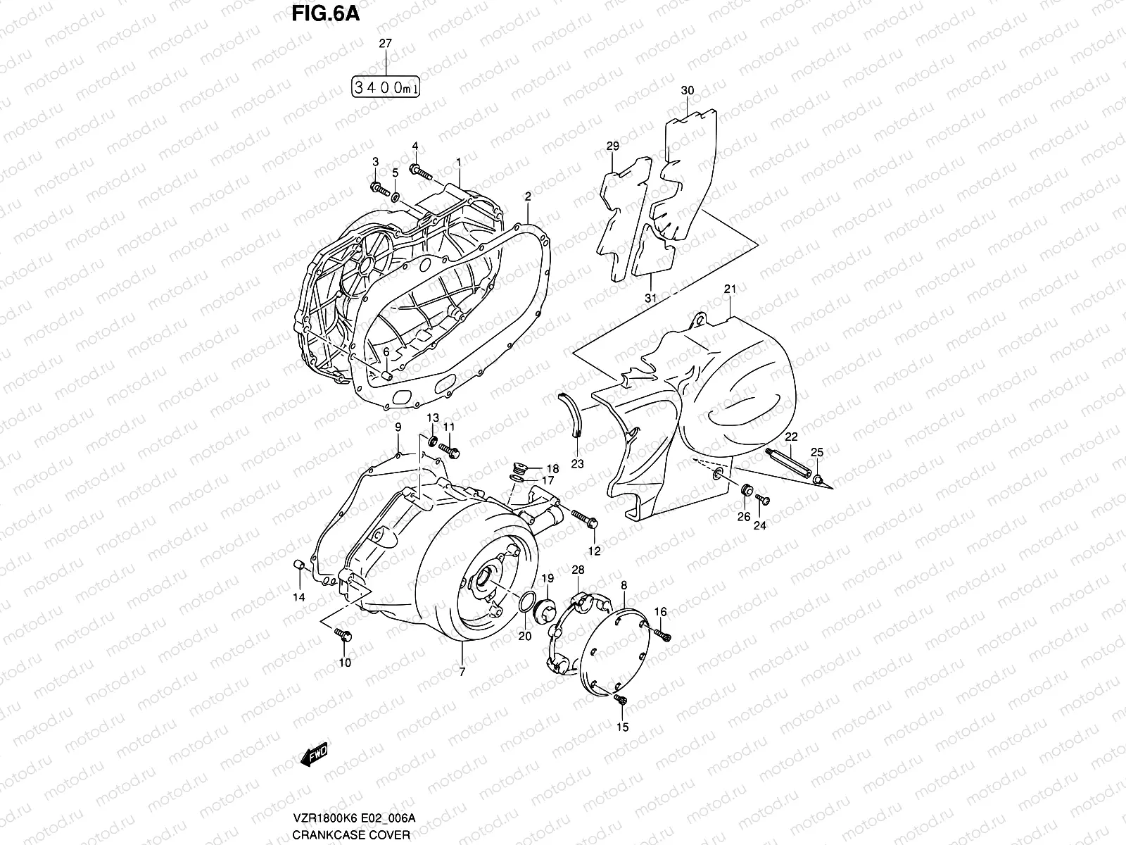 6A - CRANKCASE COVER (MODEL K8/K9)