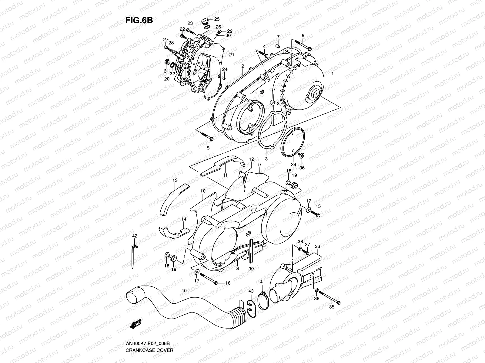 6B - CRANKCASE COVER (MODEL L0)