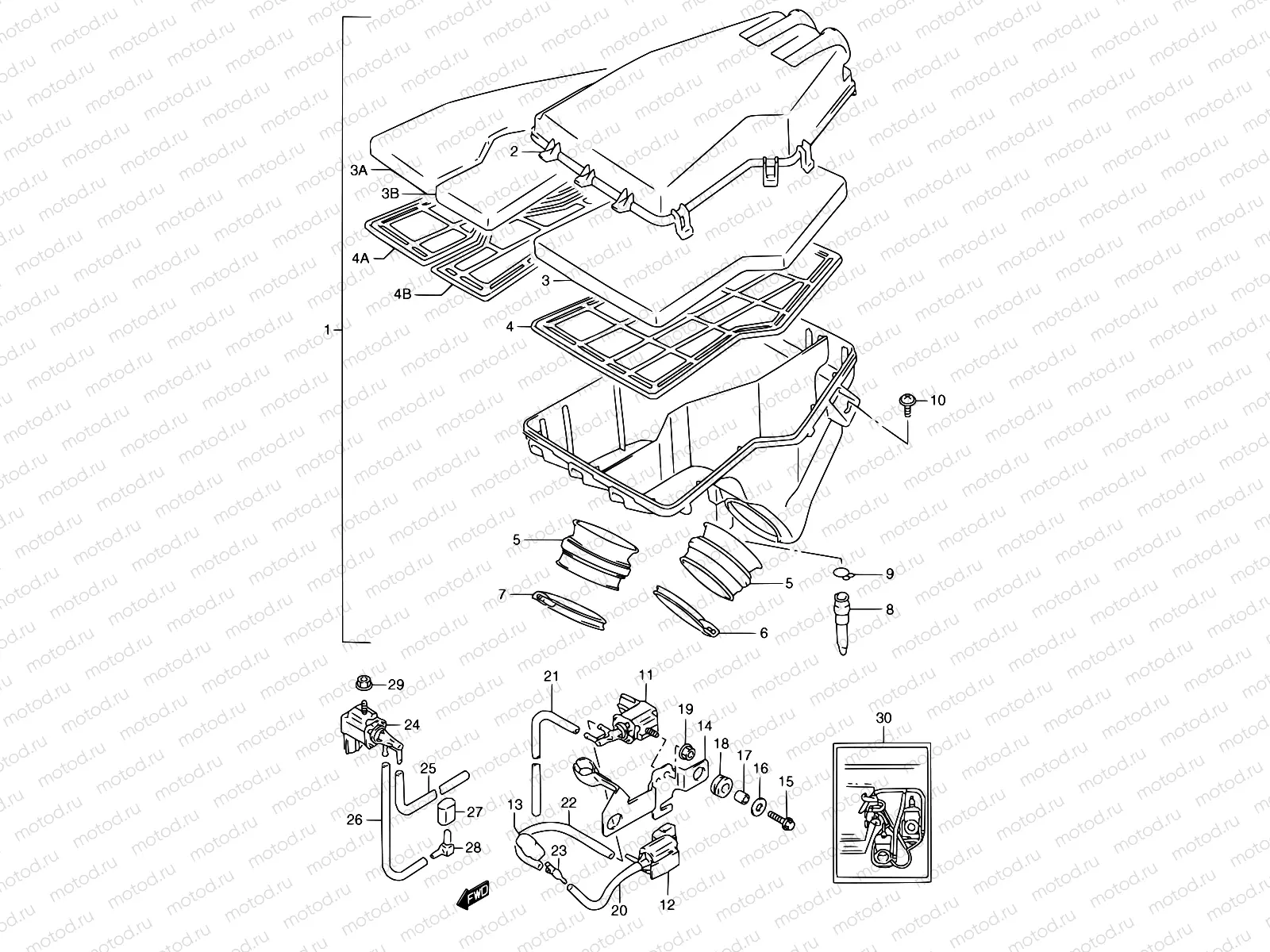 7 - AIR CLEANER (EXCEPT MODEL N/P E22)