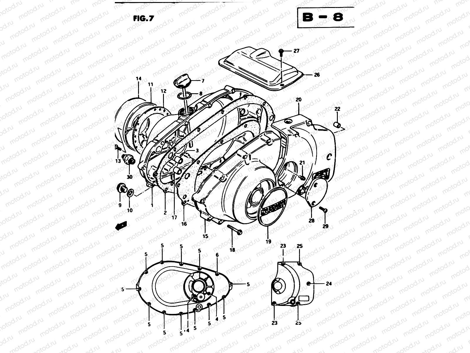 7 - CRANKCASE COVER (MODEL Z)