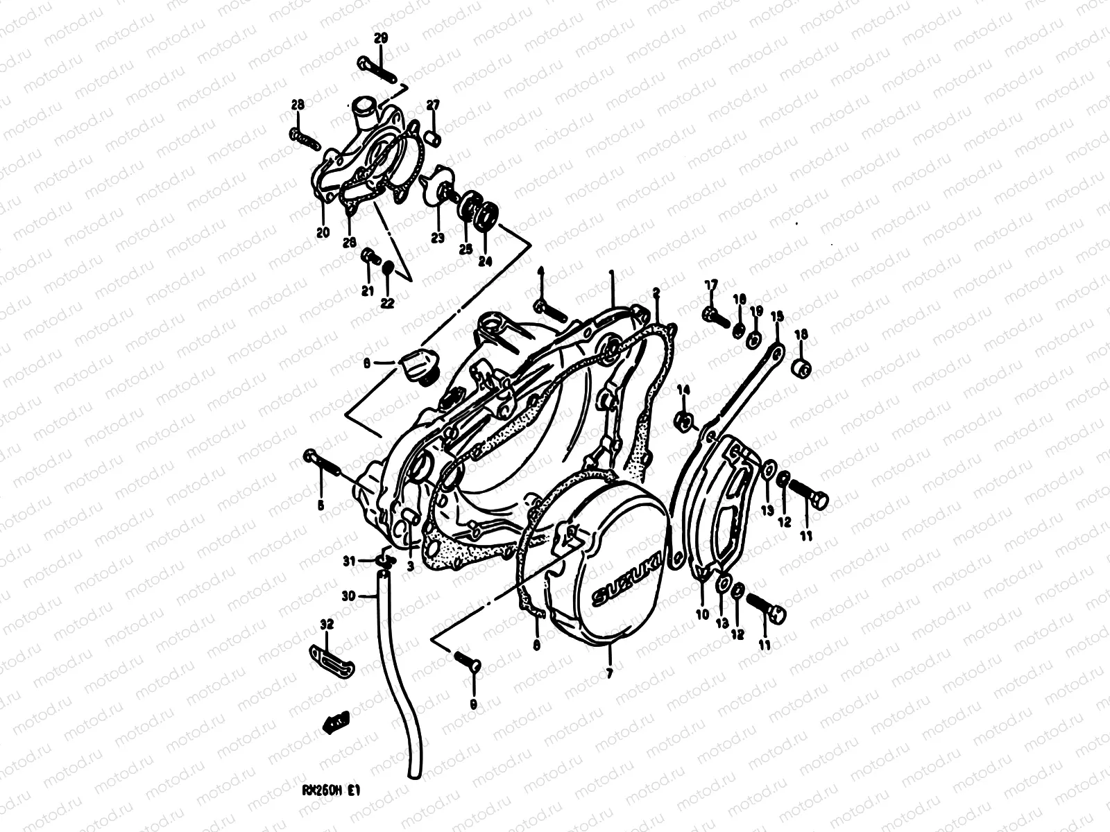 7 - CRANKCASE COVER-WATER PUMP (MODEL G)