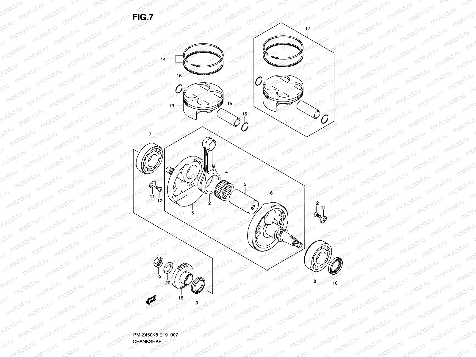 7 - CRANKSHAFT (RM-Z450K8/K9/L0)