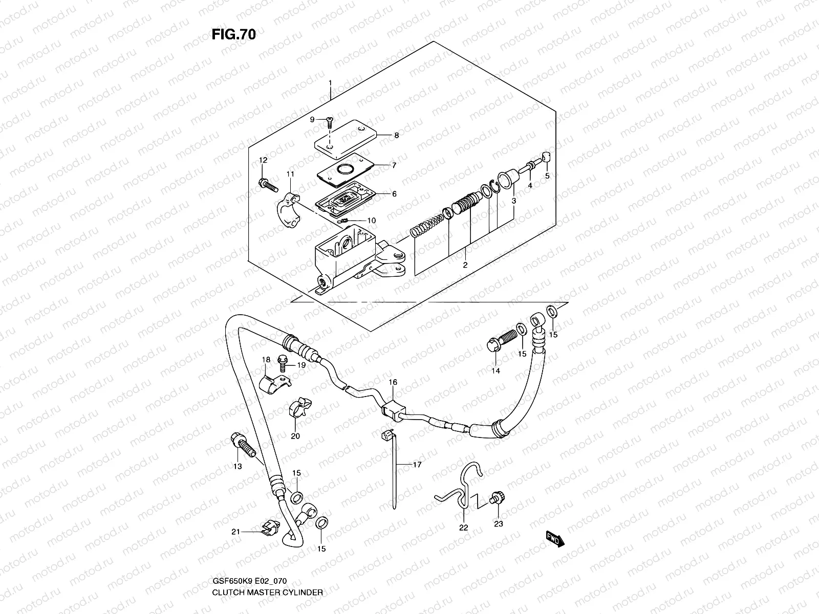 70 - CLUTCH MASTER CYLINDER (SEE NOTE)