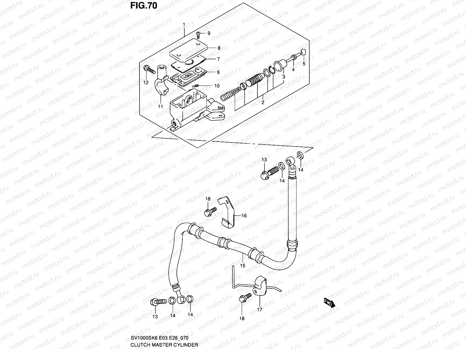 70 - CLUTCH MASTER CYLINDER (SV1000K6)