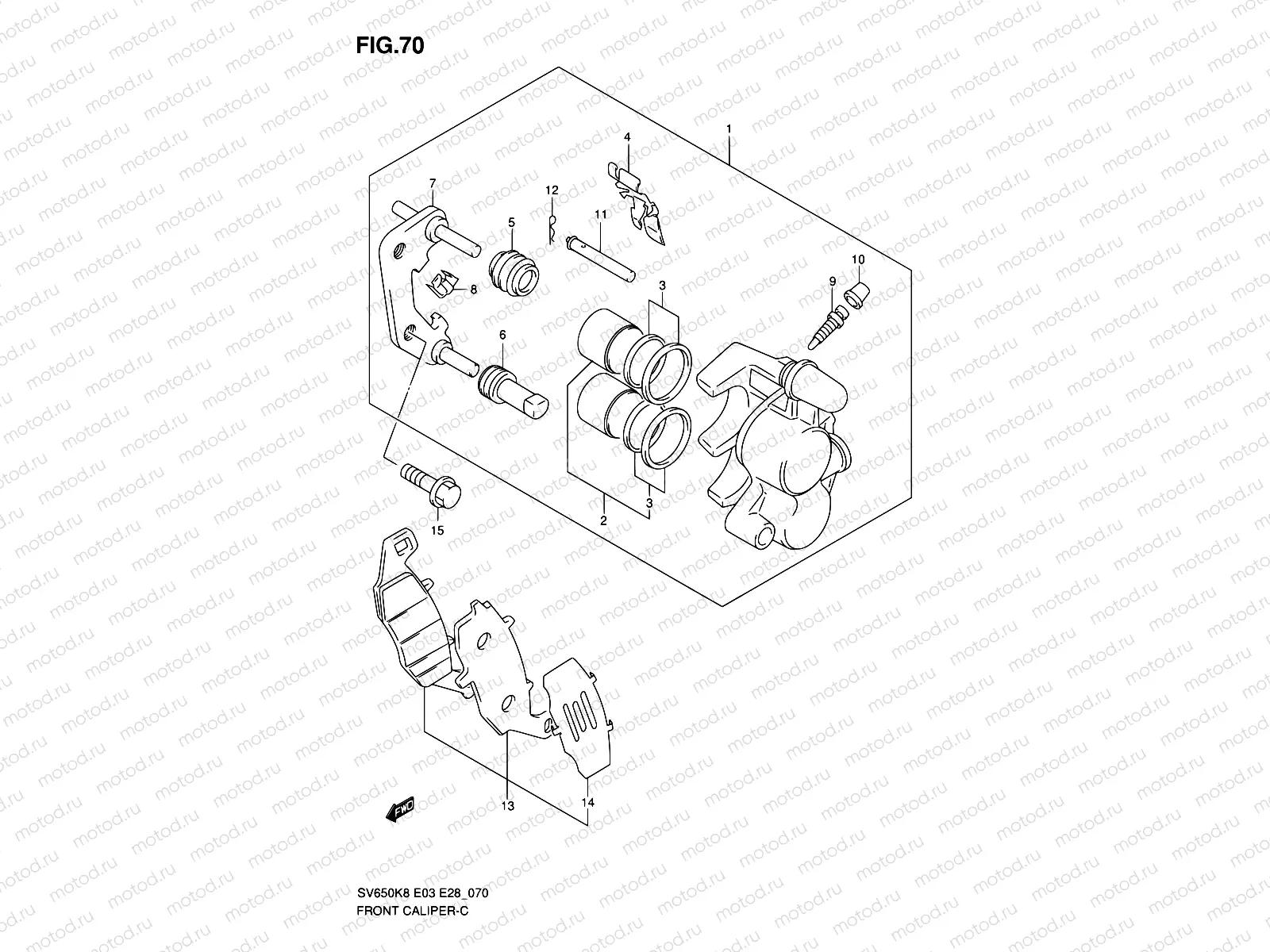 70 - FRONT CALIPER (SV650K8/SK8/K9/SK9/SL0)