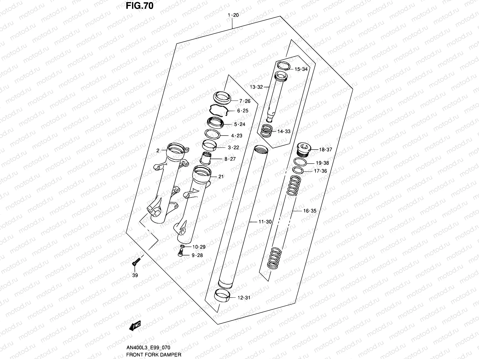 70 - FRONT FORK DAMPER (AN400ZAL3 E99)