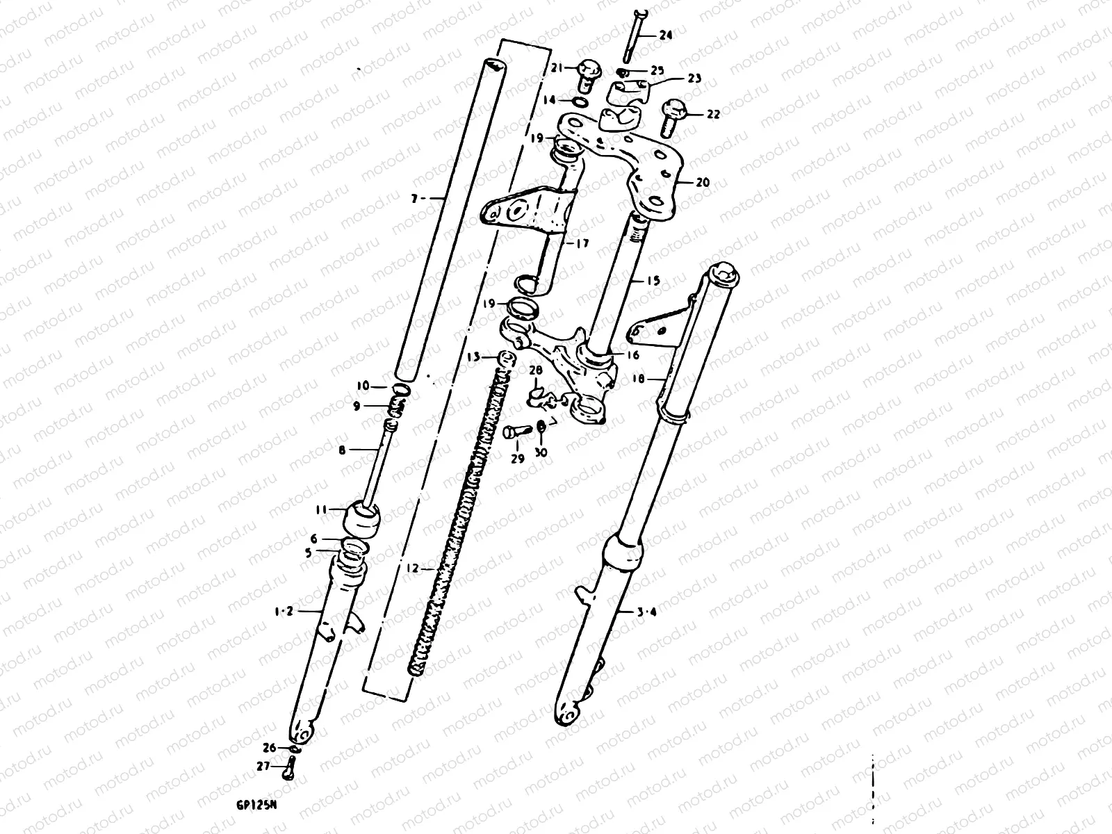 70 - FRONT FORK(KAYABA)(GP125C F.NO.101265~,GP125UC F.NO.101623~